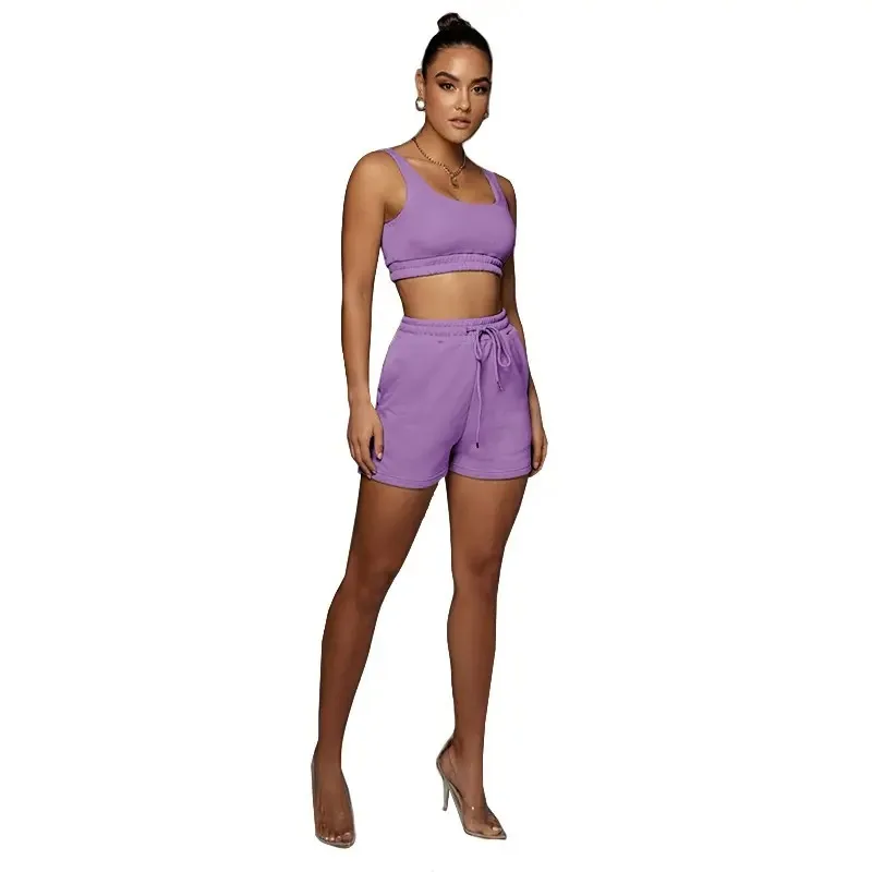 100% cotton women set Breathable Bra and shorts two pcs True to size sets for women outdoor streetwear style ladies sets