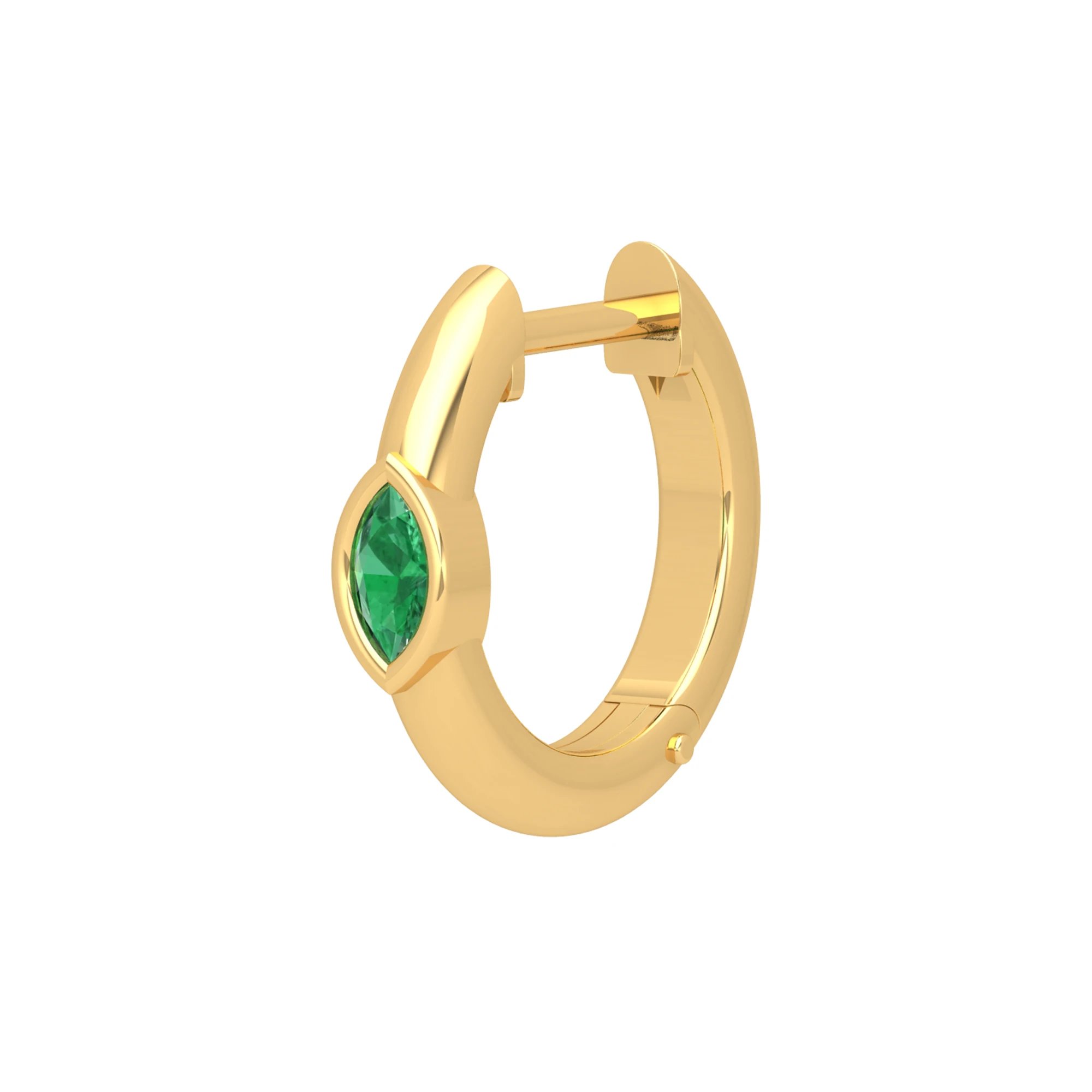 Elegant Dainty Genuine Marquis Emerald Huggie Hoop Earring For Women 18K Gold Birthstone Earring Gemstone Jewelry