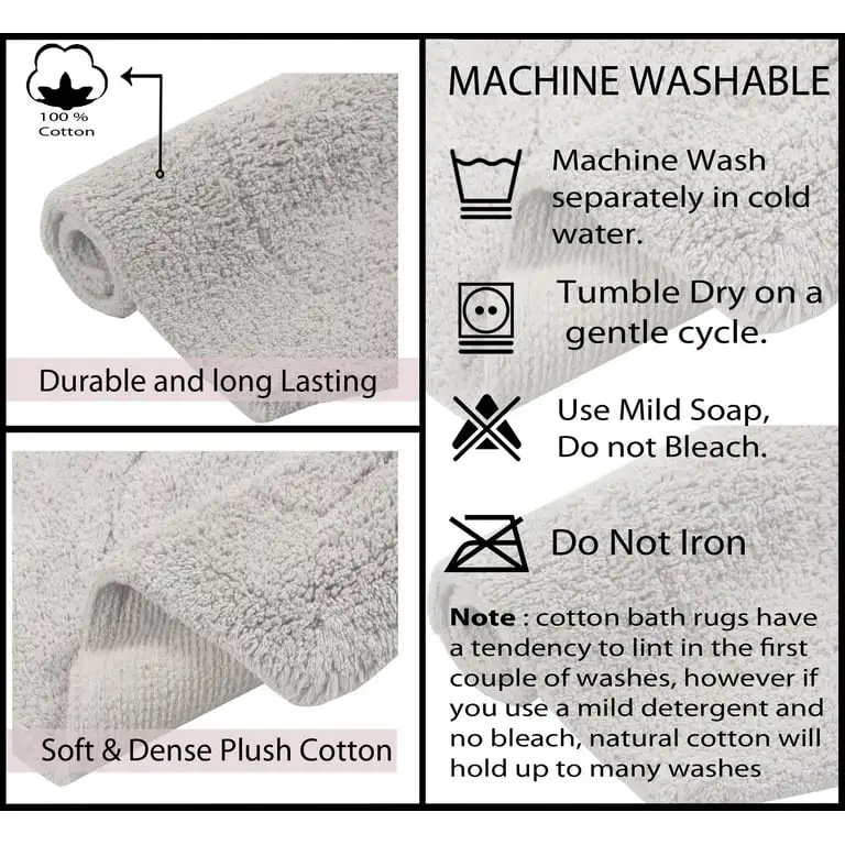 Mittal Export 100% Cotton Tufted Bath Rug Extra Soft and Absorbent Non-Slip Bathmat