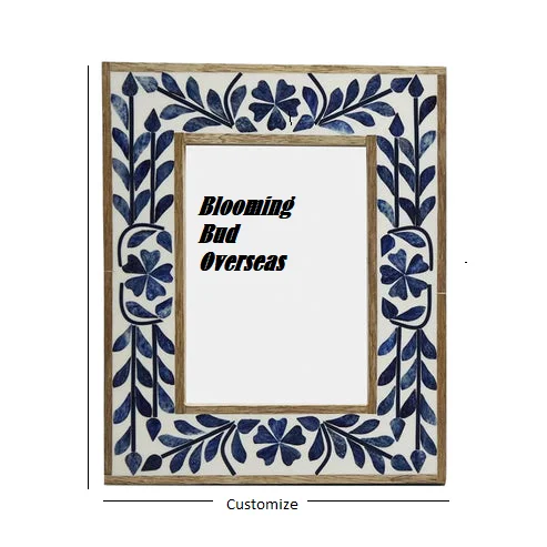 Traditional Handmade Bone & Resin Inlay Photo Frame Picture Frame Bone Inlay From Customized 4X6 5X7 8X10 A4 Wood Picture Frame