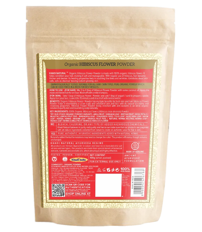 Khadi Natural Henna & Hibiscus Flower Organic powder Best Hair powder for Nourishes and strong hair in good price