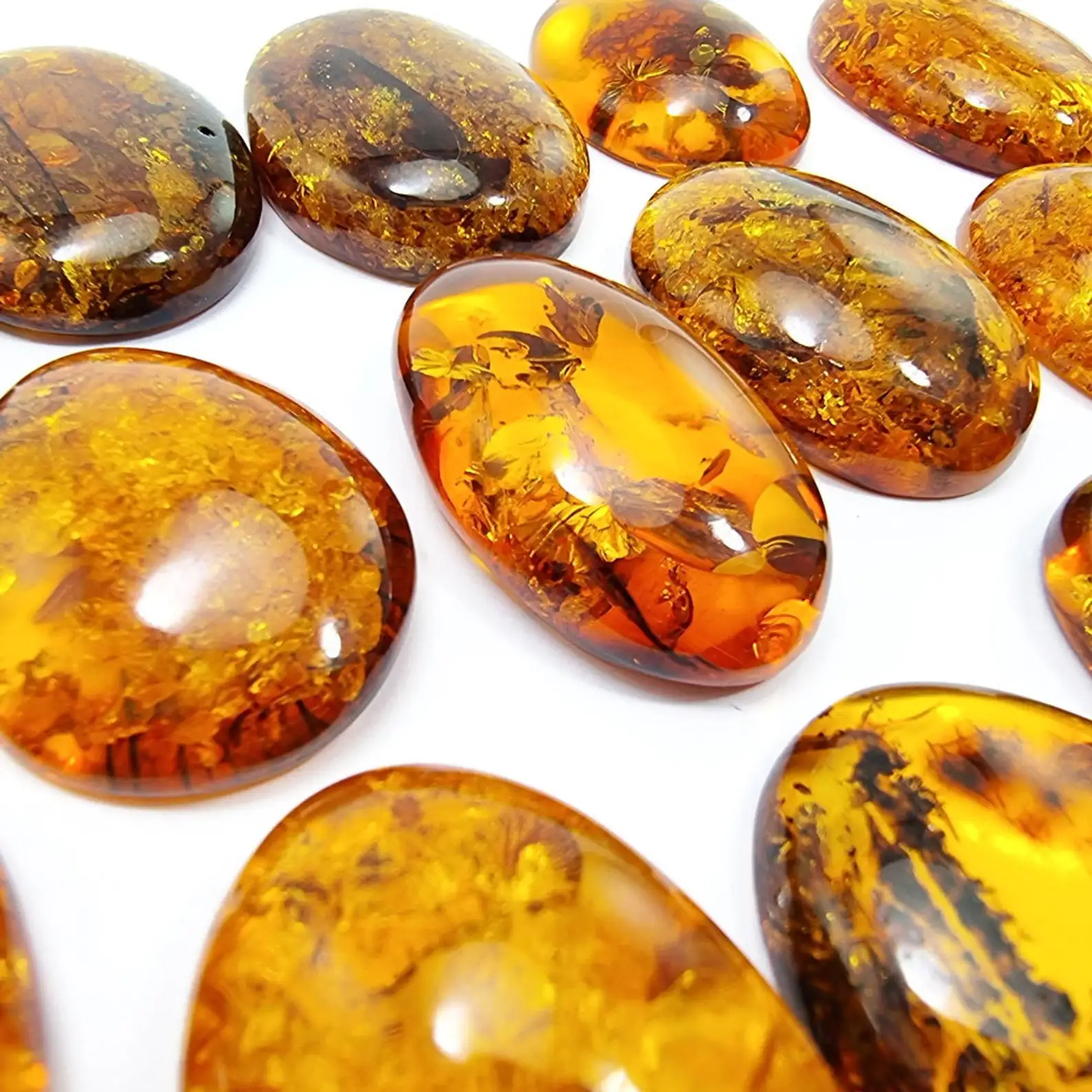 High Quality Amber Smooth Cabochon Gemstone Bulk Lot Loose  Stone Free Shape Flat Bottom Cabochons Stone Available Various Sizes