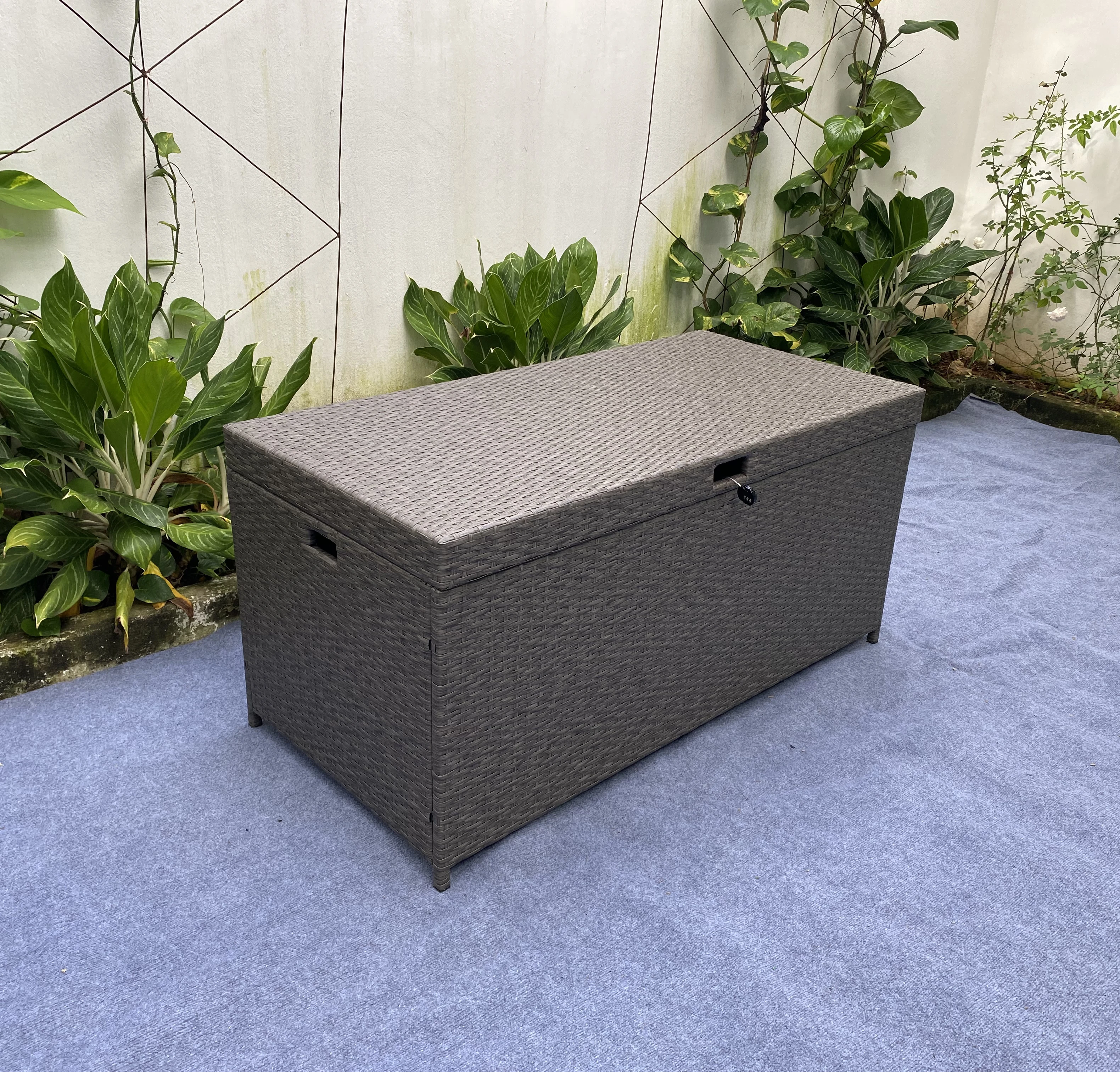 Patio rattan wicker storage Boxes waterproof Garden with end lock made in Viet nam
