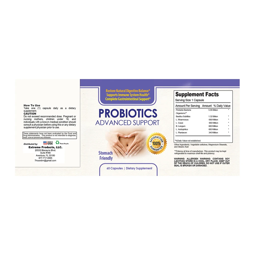 Advanced Probiotics Stomach Friendly Support 60 Capsules Dietary Supplement