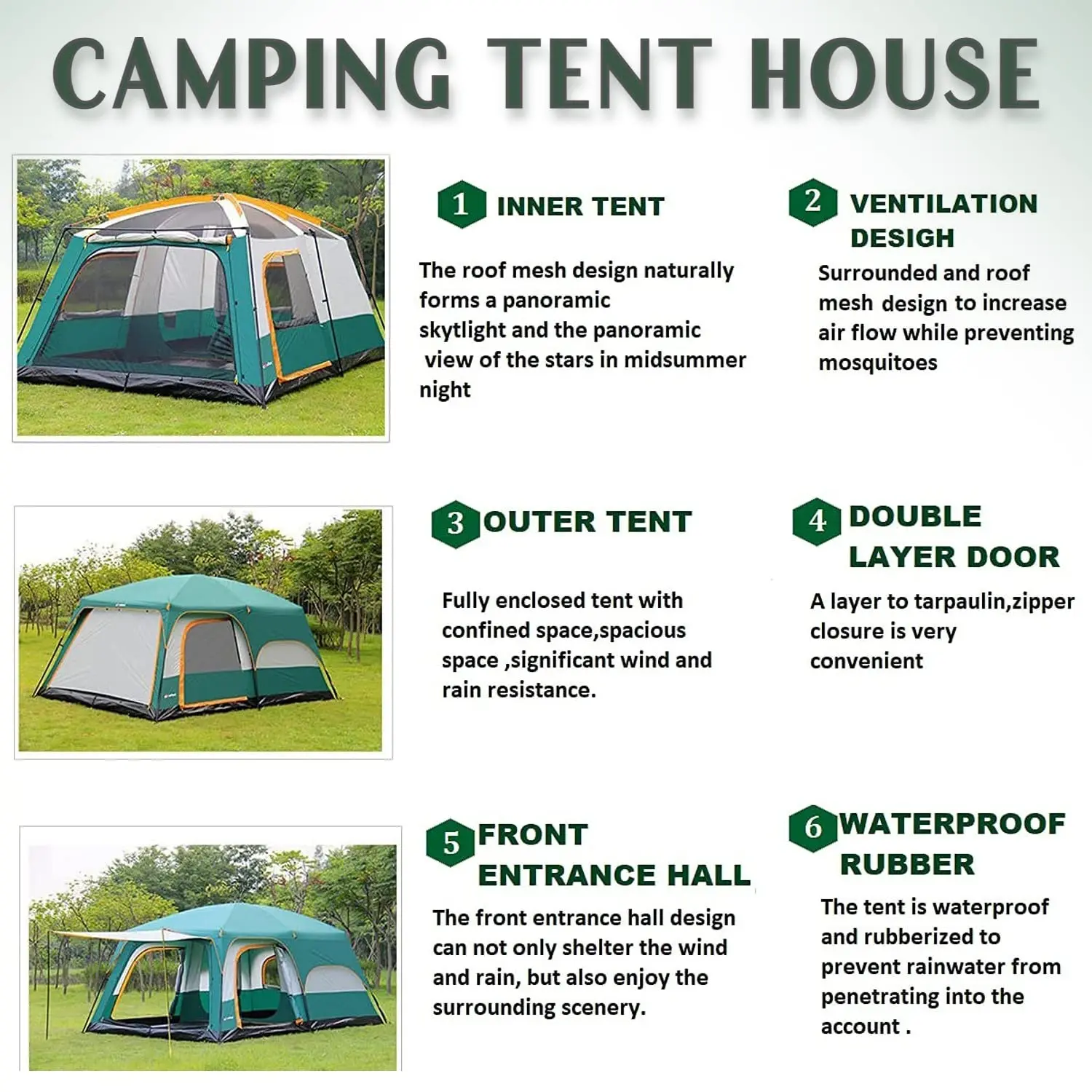 Hot Selling Big Size for Whole Family Camping Use Outdoor Tents 3 - 12 People Big Family Outdoor Tent