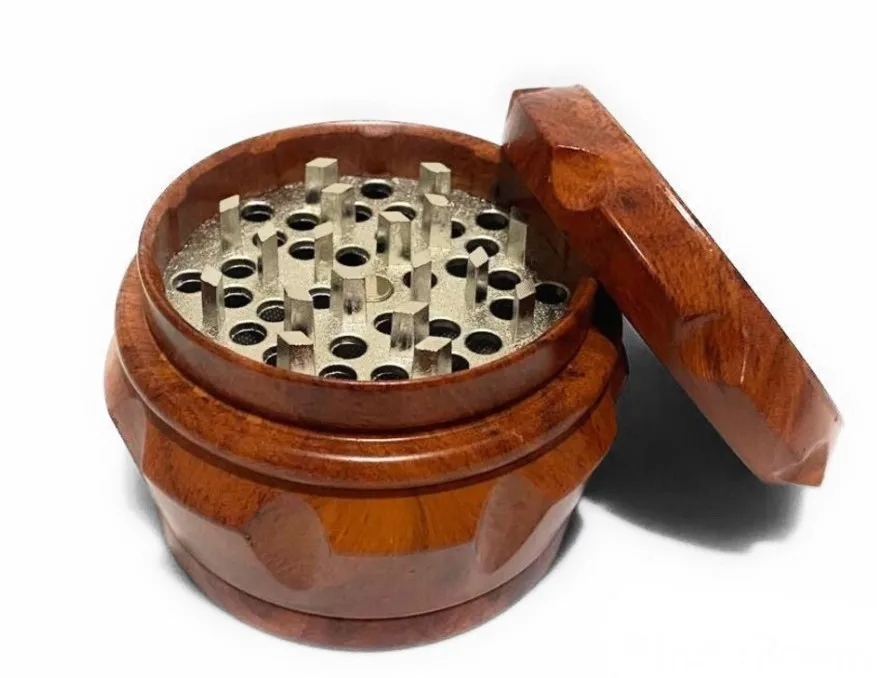 Natural Wood Grinder - Handmade Eco Minimalist 3 pieces Matte Herb Grinder Aluminum herb grinder price  products