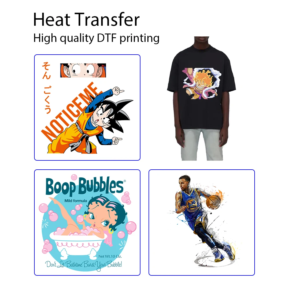 15*20cm dtf transfers designs ready to press wholesalers Anime Cartoon heat transfer customized printed sticker for t-shirts