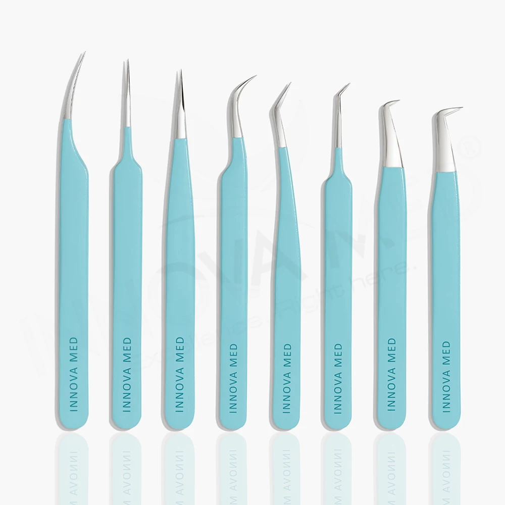 Custom Color Lash Tweezers Make Volume Eyelashes Extension Easy Fans Suppliers High Precision Curved Tweezers