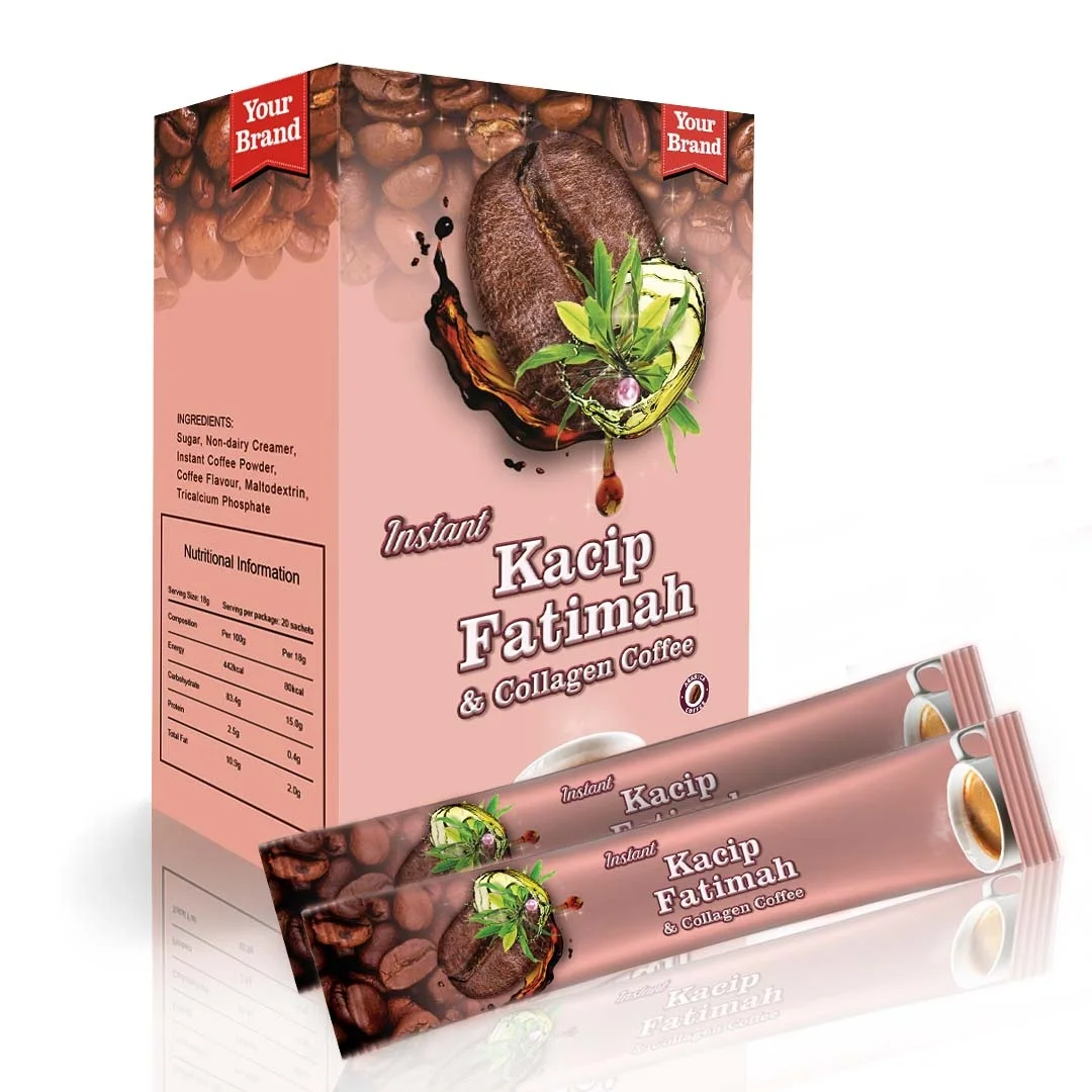 Ethical Indulgence Kacip Fatima Instant Coffee Halal Boxed Cream and Sugar Flavored Bitter Taste Always Delicious