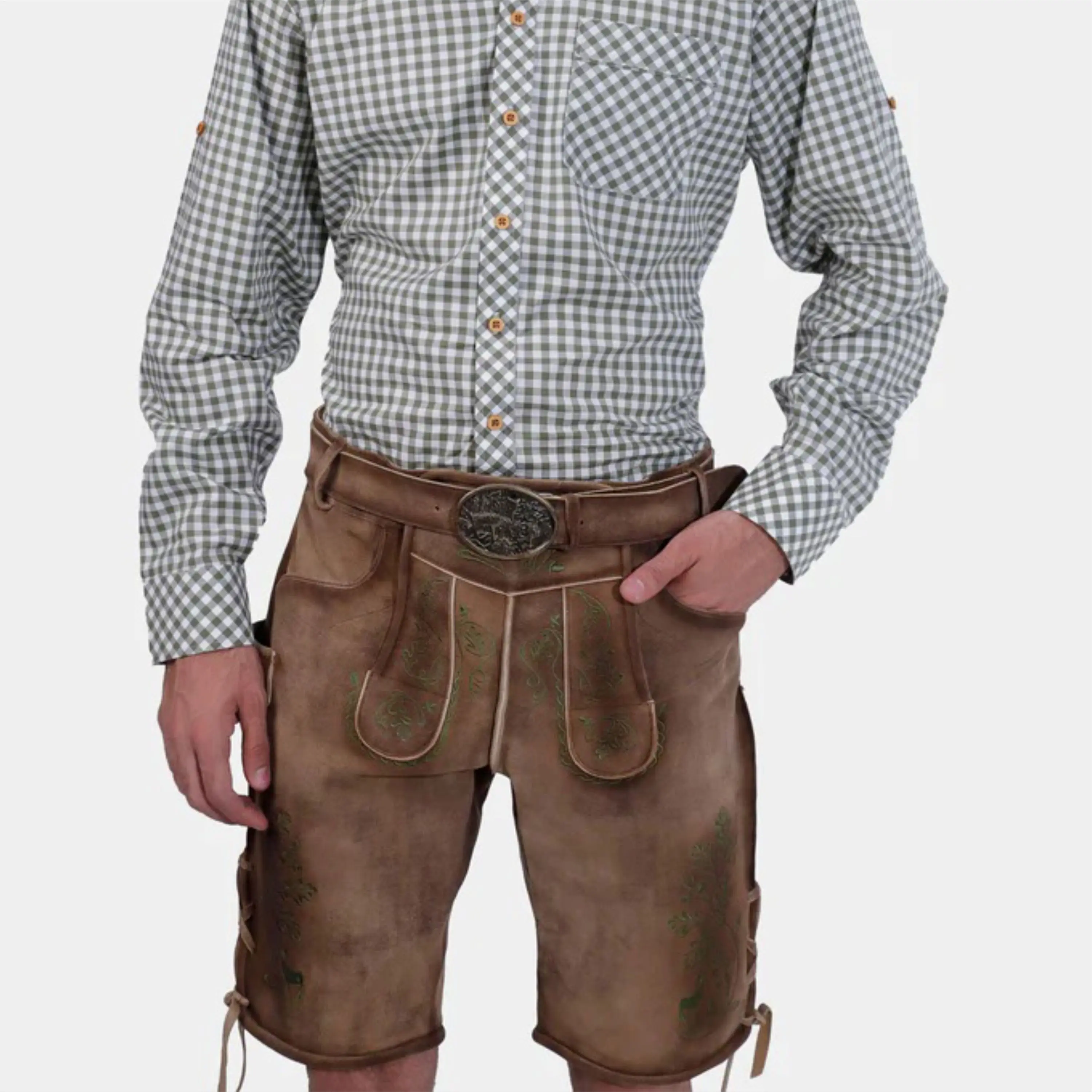 Authentic Bavarian Leather Shorts Traditional Lederhosen with Embroidery for Oktoberfest and Festivals