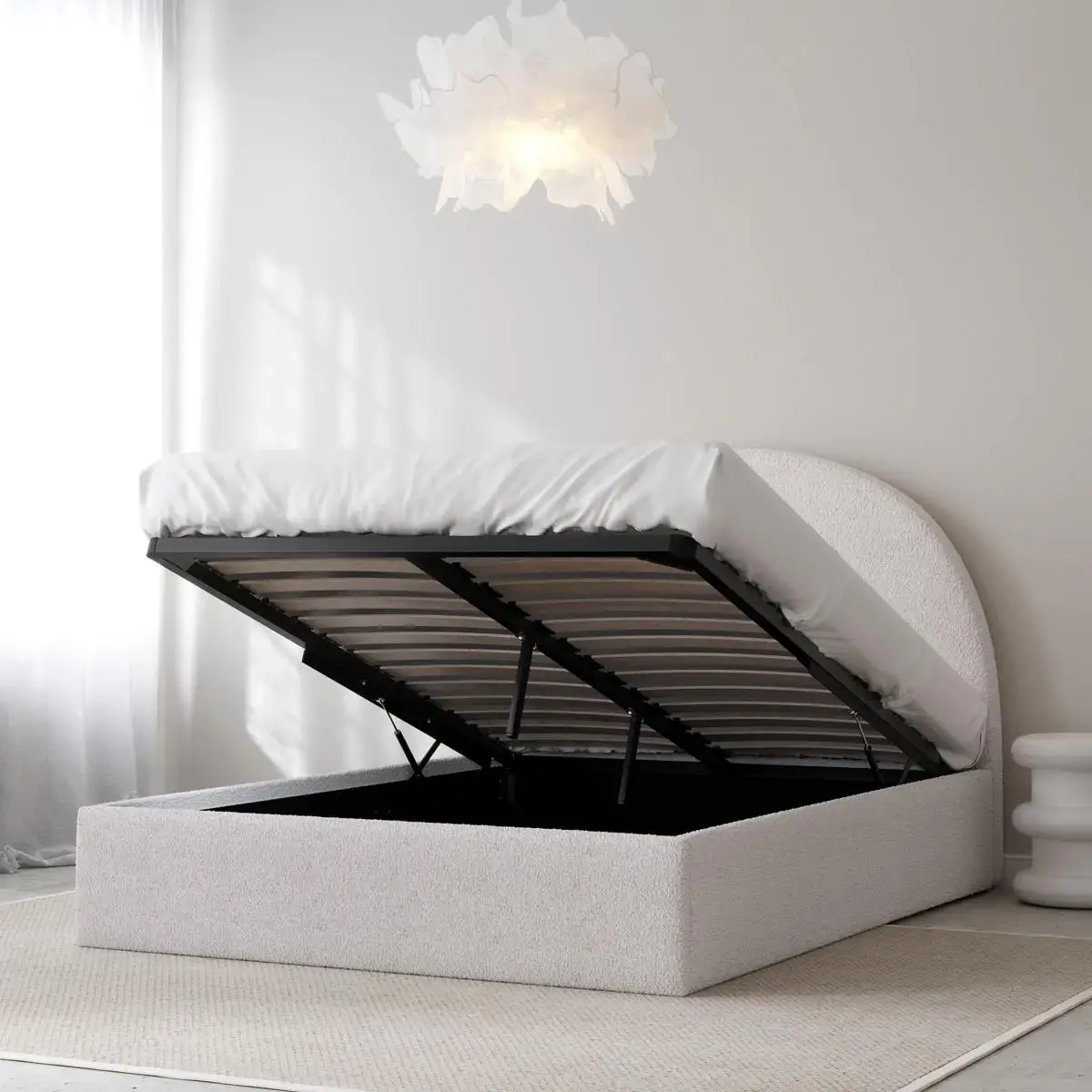 Hot Sale Modern Bedroom Furniture Boucle Fabric King Bed For Hotel Furniture