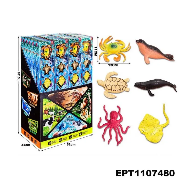 EPT Dollar Toys 24Pcs Learning Farm Animal Figurines Model Simulation Mini Jungle Dinosaur Wildlife Marine World Toy For Kid