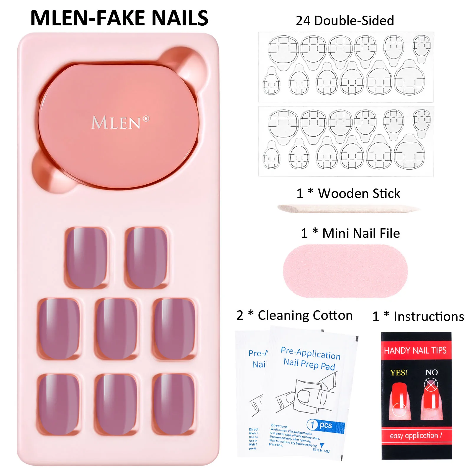 MLEN OEM 24Pcs Press on Nails Medium 3D Rhinestones Coffin Fa ke Nails with Designs false nail for women and girls