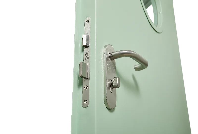 Simple Design School Classroom Door Durable Steel Class Entry Door Color-painting Kindergarten Door with Two Glass Windows