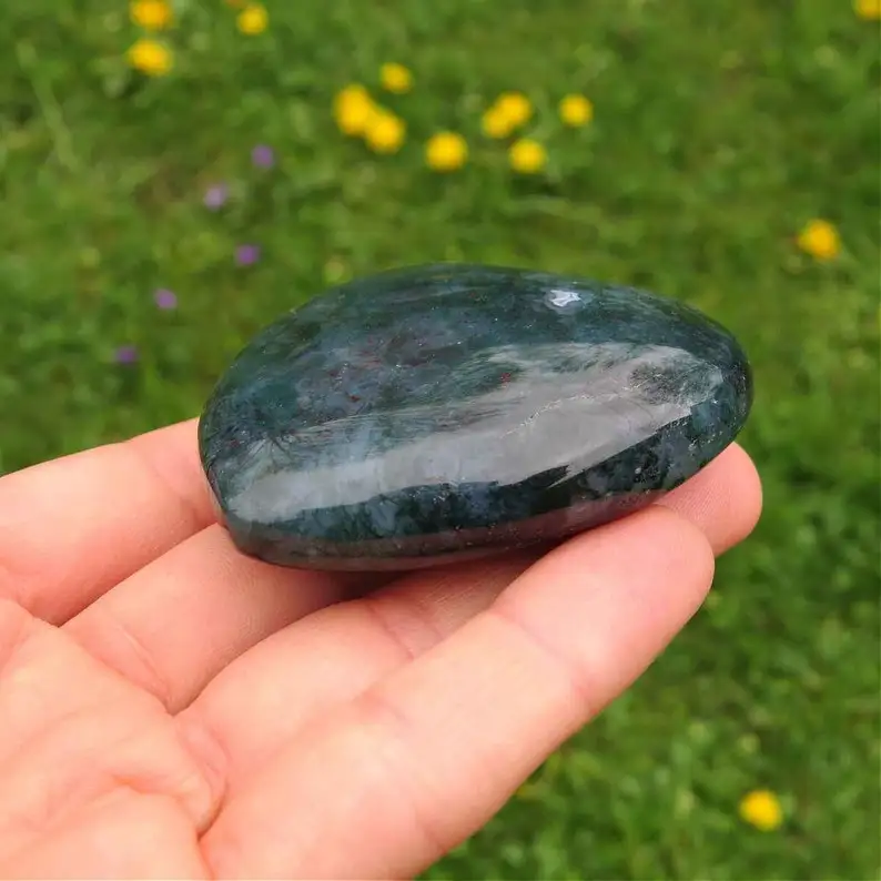 Wholesale Moss Agate Puffy Heart Natural Crystal Gemstone Heart Growth Harmony Reiki Stone Ideal for Gifts Home Decor