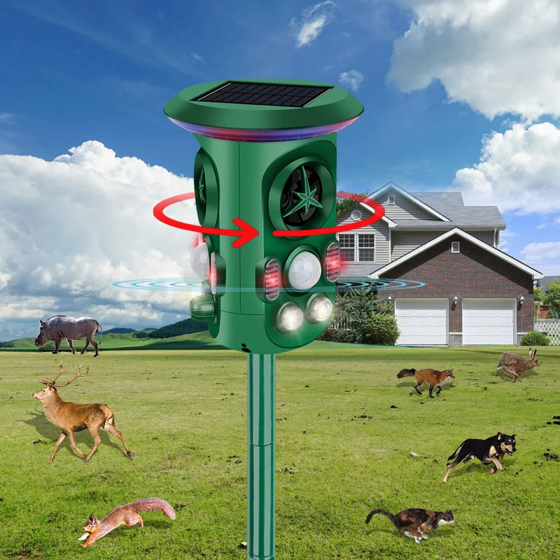 SMR30 360 Degree Solar Ultrasonic Animal Repeller Solar Powered Bird Dog Cat Monkey Deer Mouse Animal Repeller