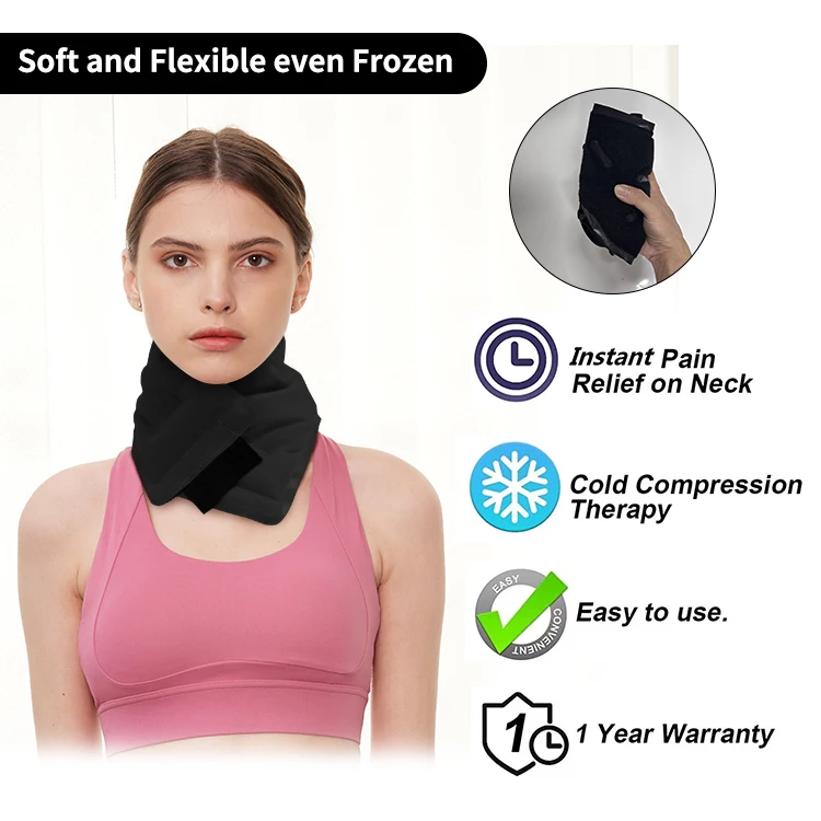 World-bio New Arrival Black Color Neck Ice Pack Wrap Cold Pack Compress Therapy for Pain  Injuries of Neck Lower Back