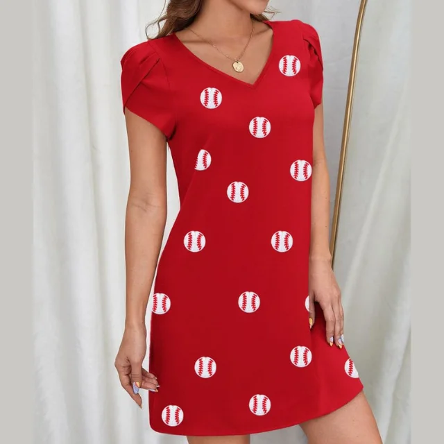 Buy Sequin Patches Dress With Custom Balls Patches Perfect For Game Day Summer Western Style Sequin Baseball Print Women Dress