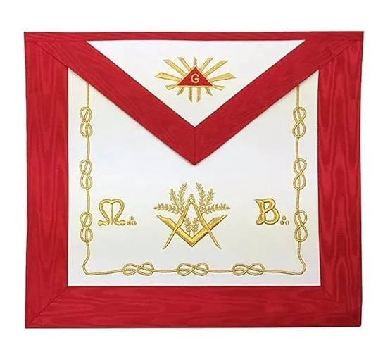 Worshipful Master Customized Scottish Rite Leather Apron with Embroidered Collar & Ribbon Badges for Bags & Decorations