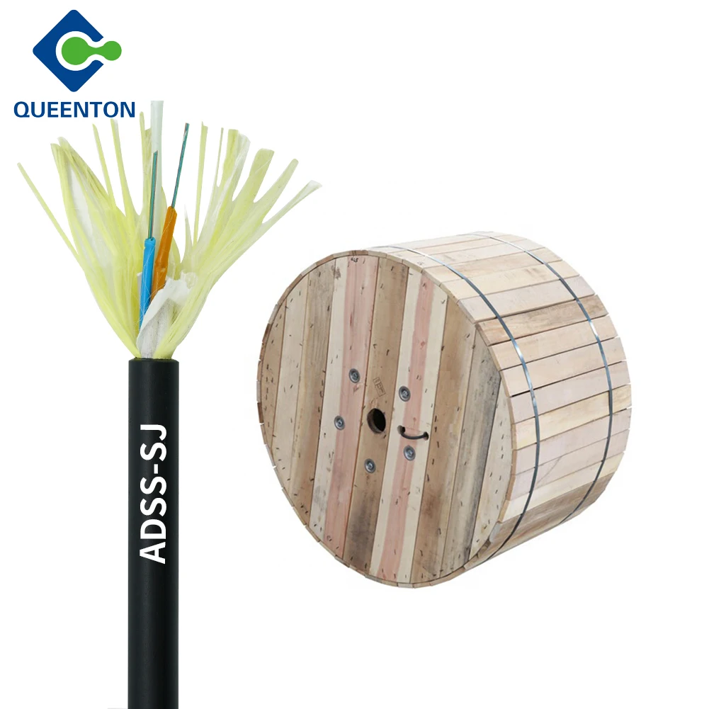 FTTH G652D Single PE Jacket 6-96 Cores ADSS optic fiber cable Single mode fiber optic cable