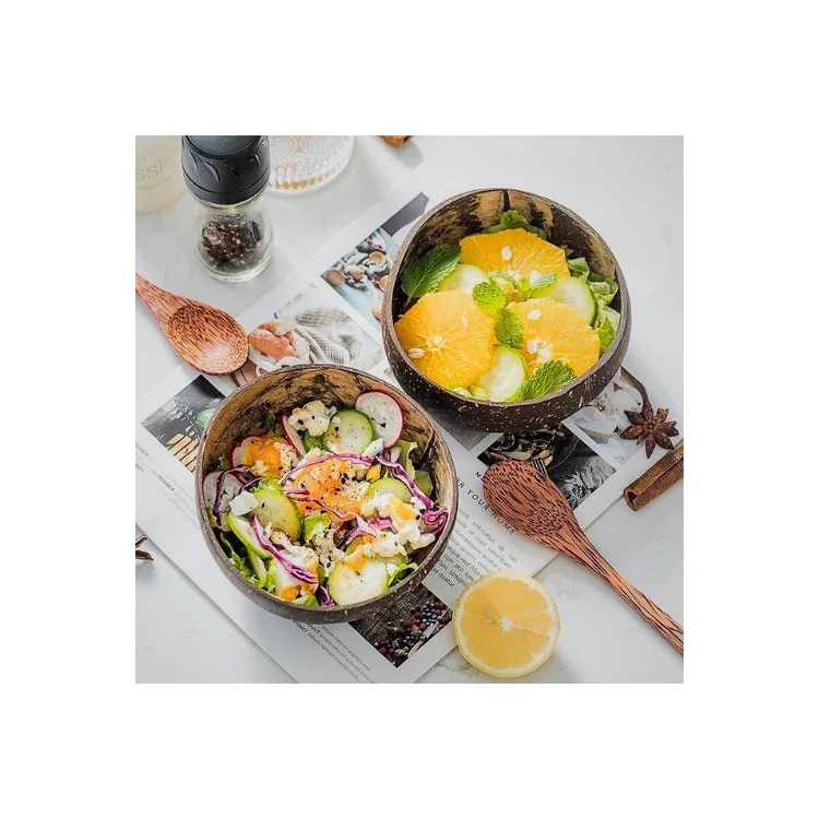 Coconut Shell Bowl Wholesale Hand Made Handicraft For Fruits Salads Ready To Ship Made In Vietnam Manufacturer
