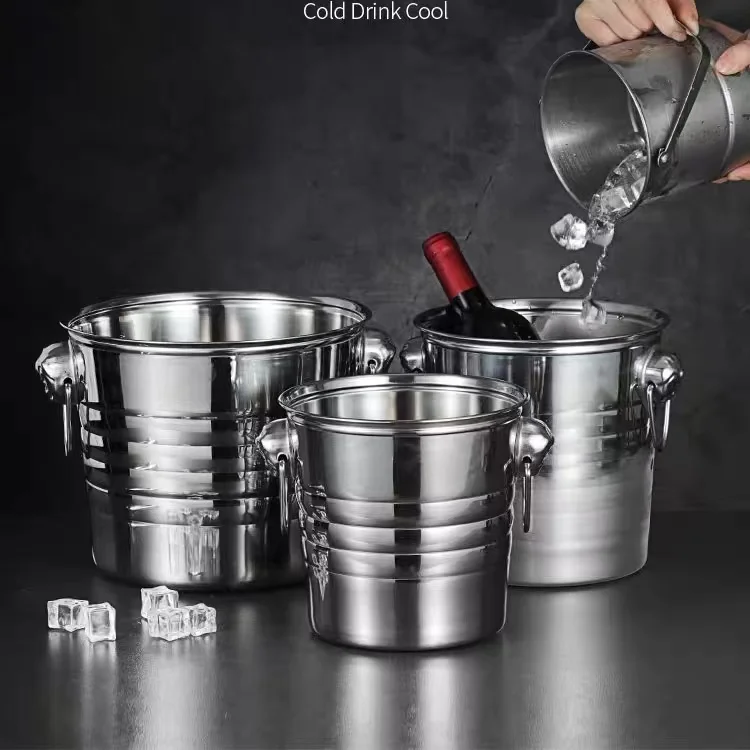 Outdoor Beverage Tub Stainless Steel Whiskey Beer Wine Chiller Champagne Cooler Bucket