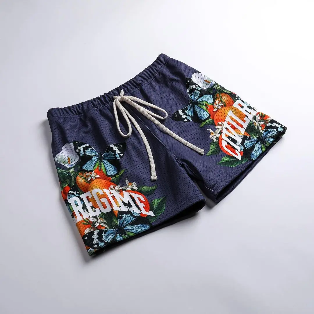 Men 100% Polyester Double Layer Gym Mesh Shorts Custom Graphic Sublimation comfort elastic waistband Street Fashion Men Shorts