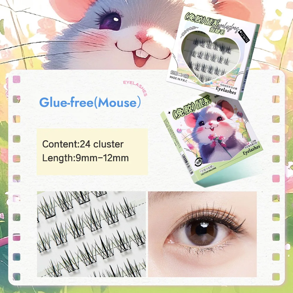 Customized Packaging Animal Series Pre-glued Lash Clusters Natural Thick Wispy Curly Wholesale Reusable No Glue Diy Eyelashes