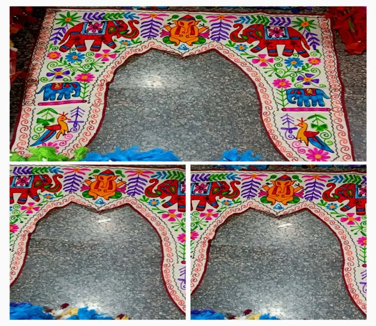 Multicolor thread and mirror Rajasthani Torans Door Hangings For Home Decor