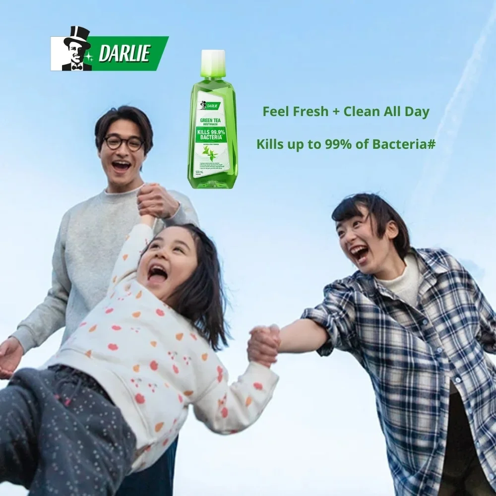 36 Months Shelf Life Fluoride Green Color Minty Scent Reduce Plague CPC & fluoride Darlie Green Tea Alcohol Free 500ml Mouthwash