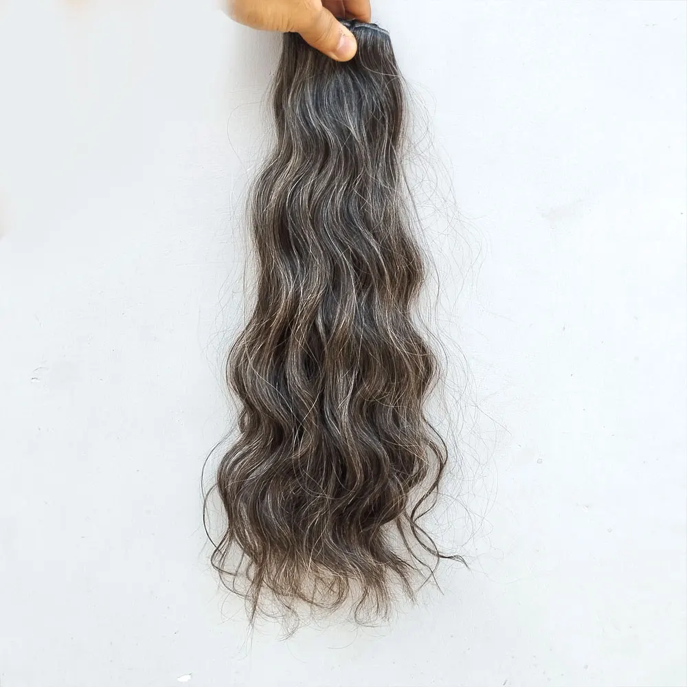 100% Raw Virgin Natural Gray Hair Single Donor Unprocessed Cuticles Aligned Salt & Pepper Gray Weave Weft Hair wholesale price
