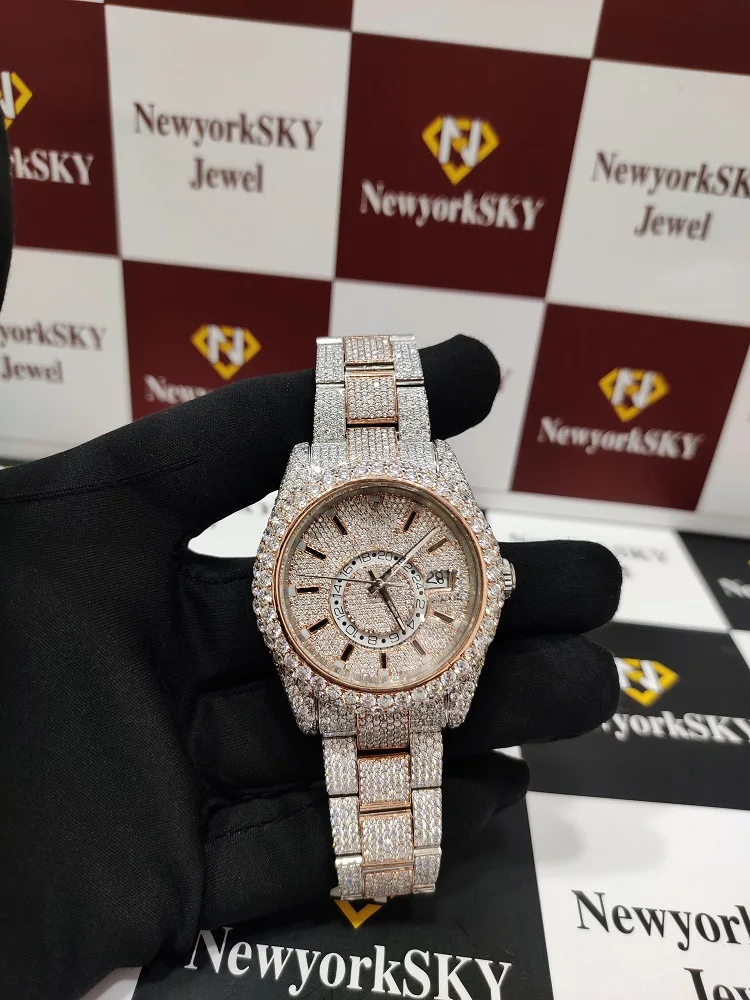 Мужские модные механические часы из нержавеющей стали VVS прозрачность Moissanite Diamond водонепроницаемый Pass тестер для ПК Корпус Стекла