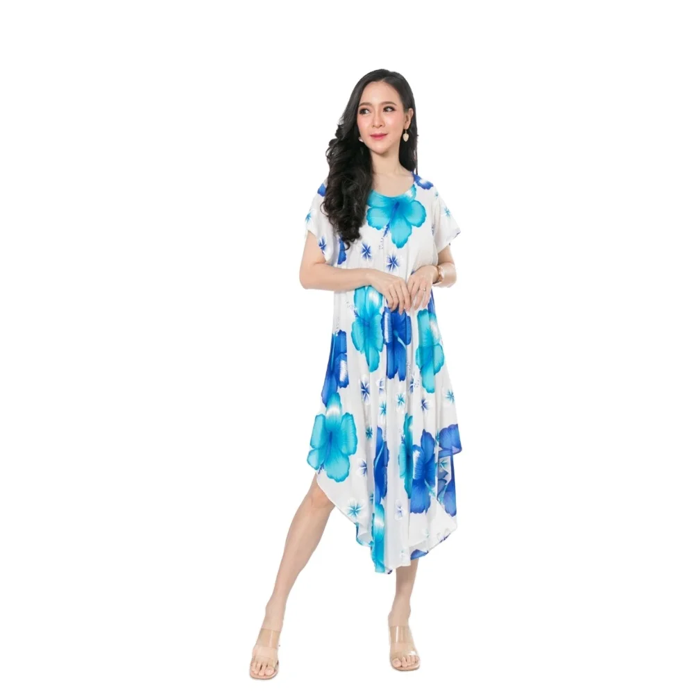 Free Size Boho Clothing Spring and Summer Casual Dress for Women Easy to Wear Hippie Clothing Boho from Thailand