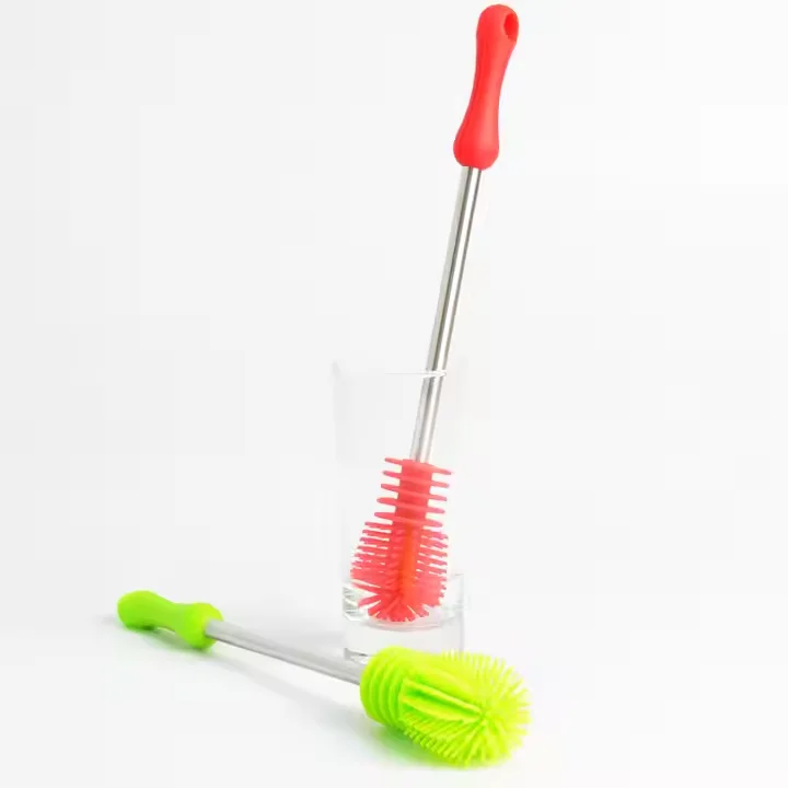 HYRI BPA-Free Reusable Scratch-free Portable 300mm Baby Bottles Cleaning Brush Cup Brush Silicone Bottle Brush With Long Handle