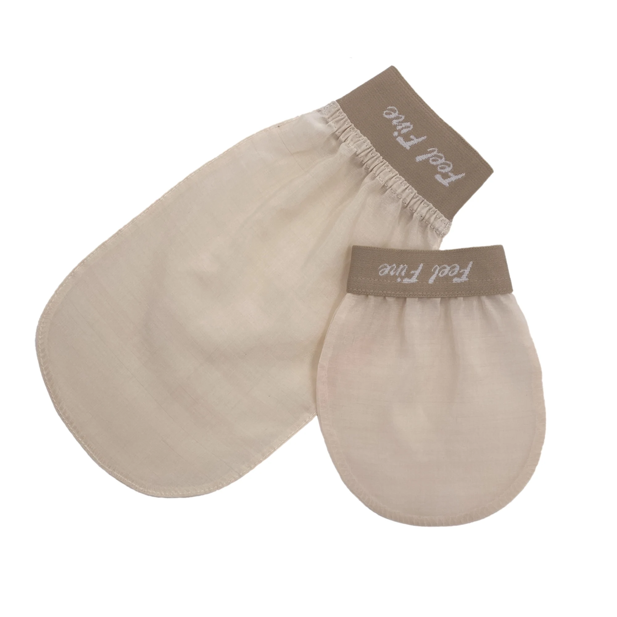 Feel Fine 100% Turkish Raw Cocoon Silk Full Natural Exfoliating Mitt Body and Face Scrubber Bath Mitt Set