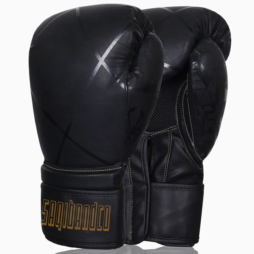 Black Shin Leather Training Boxing Gloves High Quality MMA Gloves & Sparring Boxing Gloves