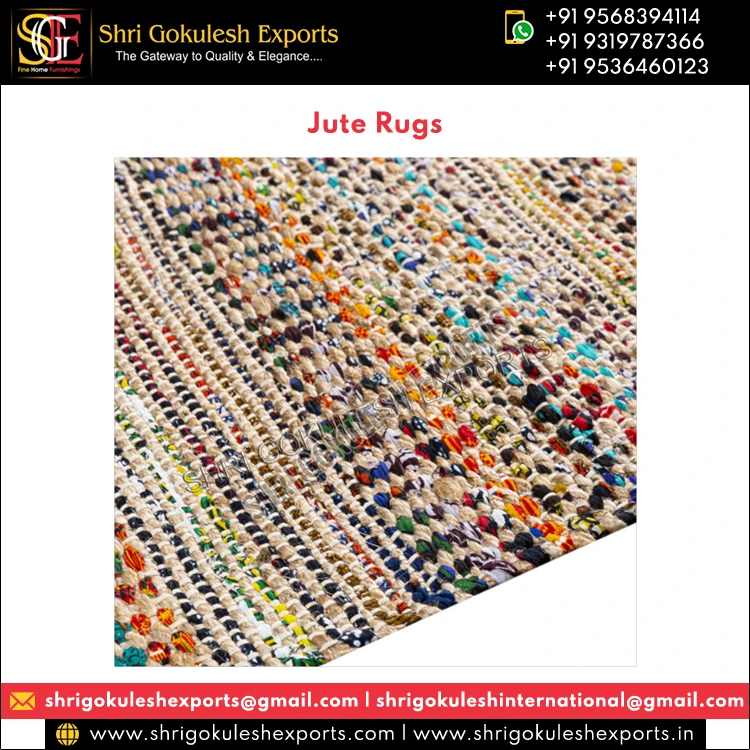 Best Wholesale Deal on Highest Quality Multicolor Handmade Woven 100% Natural Fiber Jute Rug for Floor Living Rooms