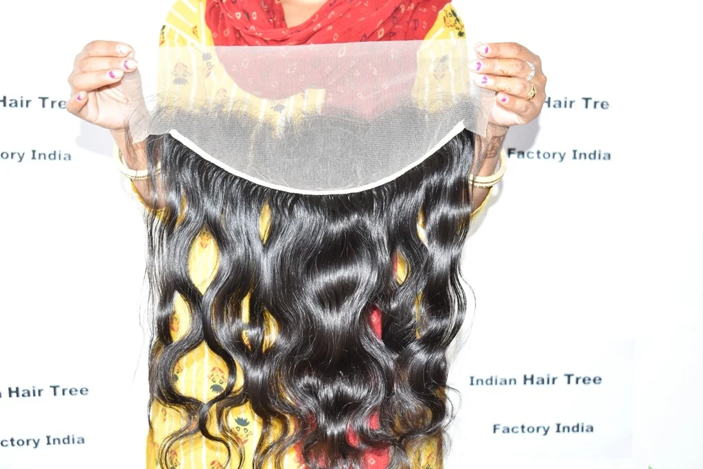 Raw virgin wholesale price cuticle aligned natural Body wave 13*4 Frontal Indian human hair