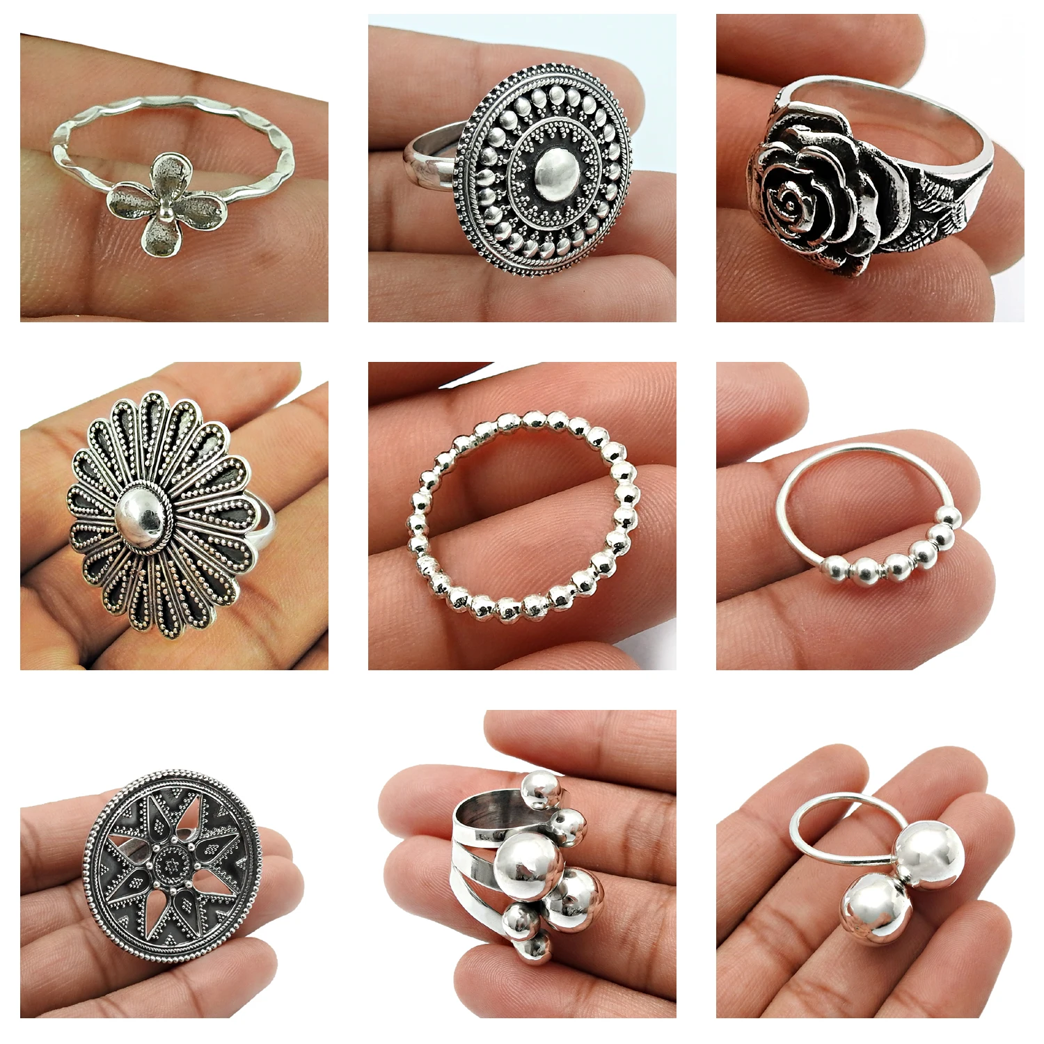 Pretty Wedding Engagement Ring For Her 925 Sterling Silver Round Shape Hammered Ring Handmade Jewelry Wholesale Factory Price