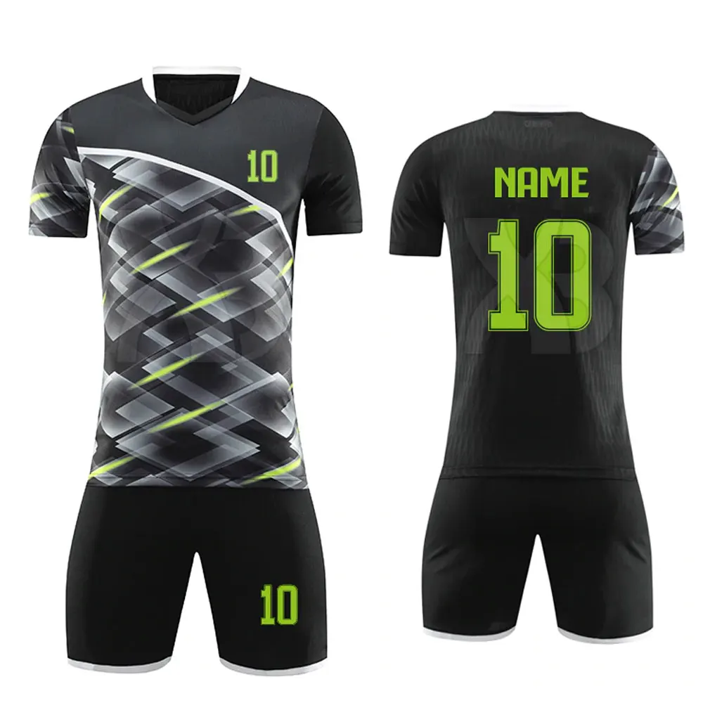 Black and Yellow Sublimated Custom Soccer Uniform High Quality Breathable football jersey Custom Design Logo and size