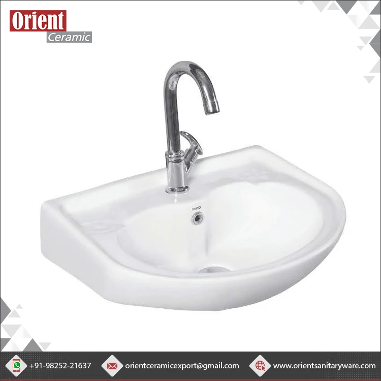Home and Hotel Use White Ceramic Sanitary Ware Wall Hung Wash Basin at Least Price for Bulk Orders