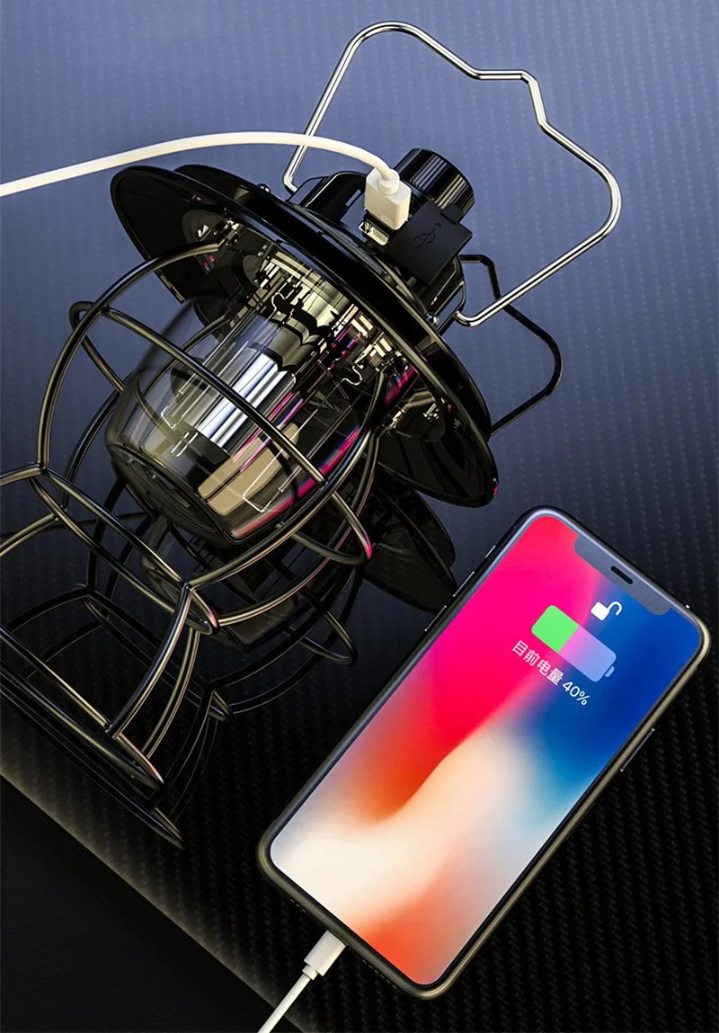 Waterproof Outdoor Charing Led Dimmable Camping Lanterns Lights Hiking Fishing Retro Emergency White Light With Lithium Battery