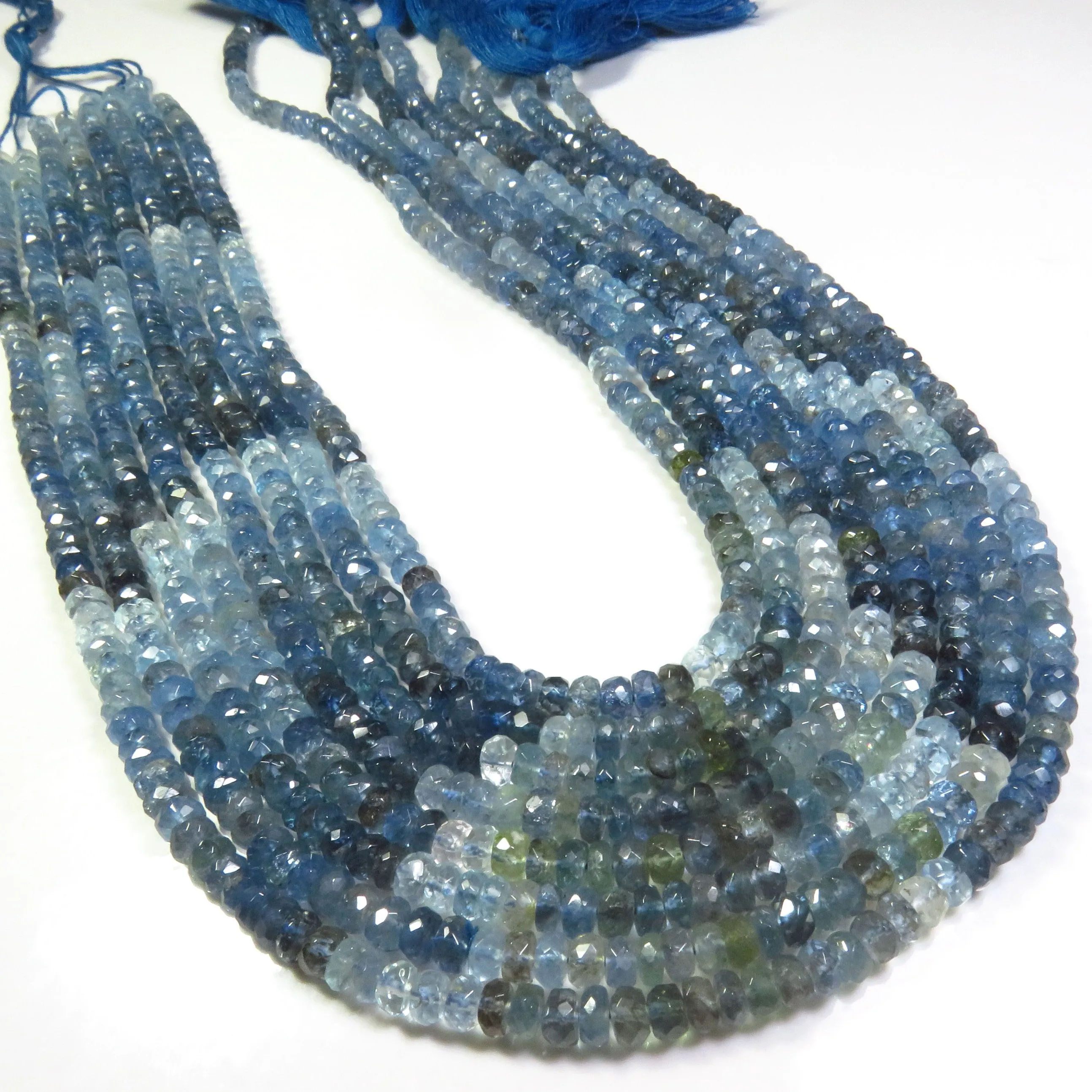 Moss Aquamarine Micro Faceted Beads 14 Strand Natural Amethyst Crystal Gems 4mm Briolette Rondelle Beads