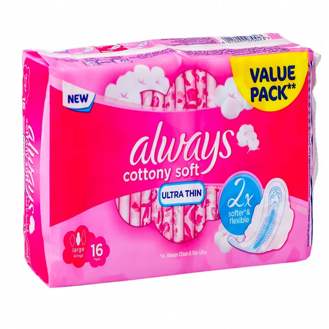 Always Radiant Feminine Pads for Women, Size 2 Heavy, with Wings, Scented, 36 Ct