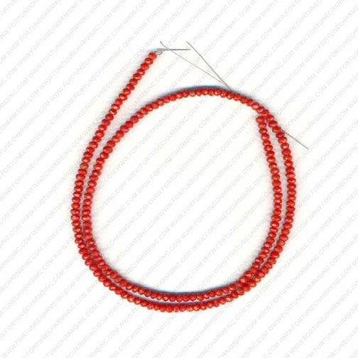 Fortunecharmsinc High Quality Natural Coral Red Rondelle Faceted Gemstone 13 inch Length Beads Best Selling Gemstone Wholesale.