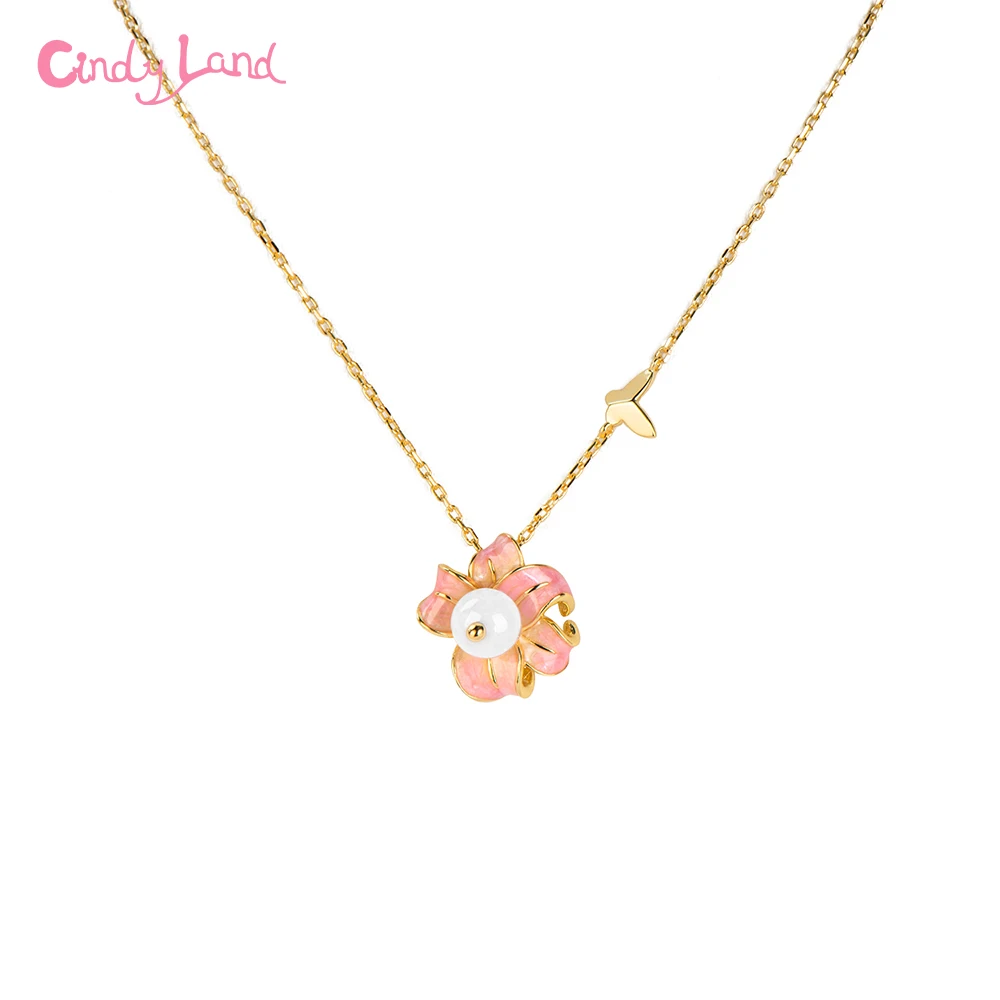 CL OEM/ODM Fashion Flower Shape Natural Pearl Necklace High Quality 2Mic Thick Gold Plated Anti-oxidation Necklace