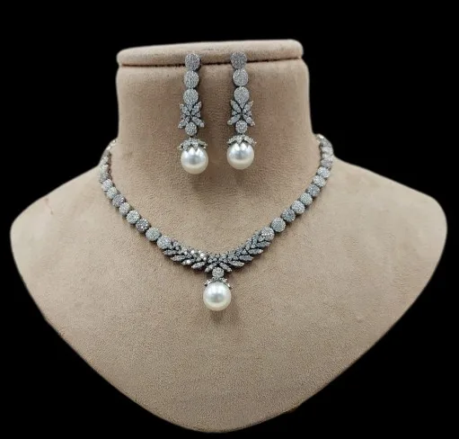 Beautiful Women Jewelry Single Line American Diamond Party wear  Designer Necklace Set Fashion Jewelry for women