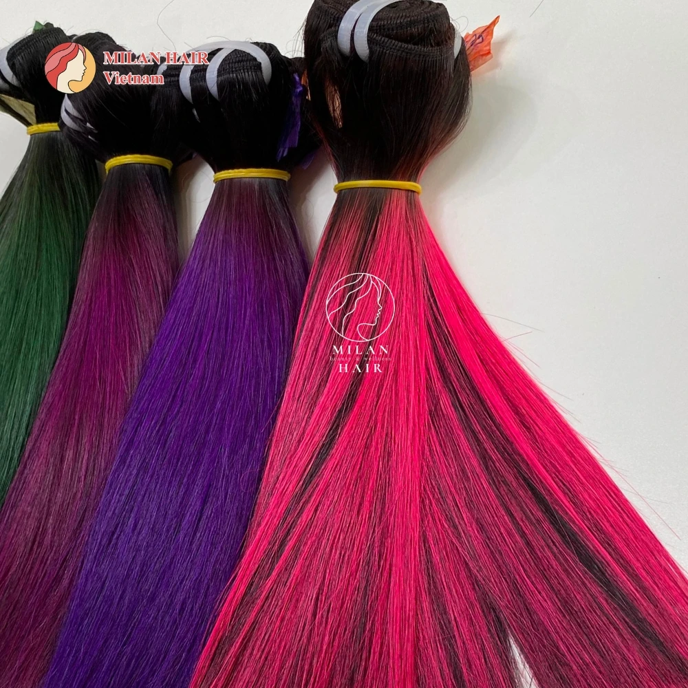 Wholesale from 25 bundles of natural hair extensions Vietnamese women use to sew dyed wig heads human hair bundles