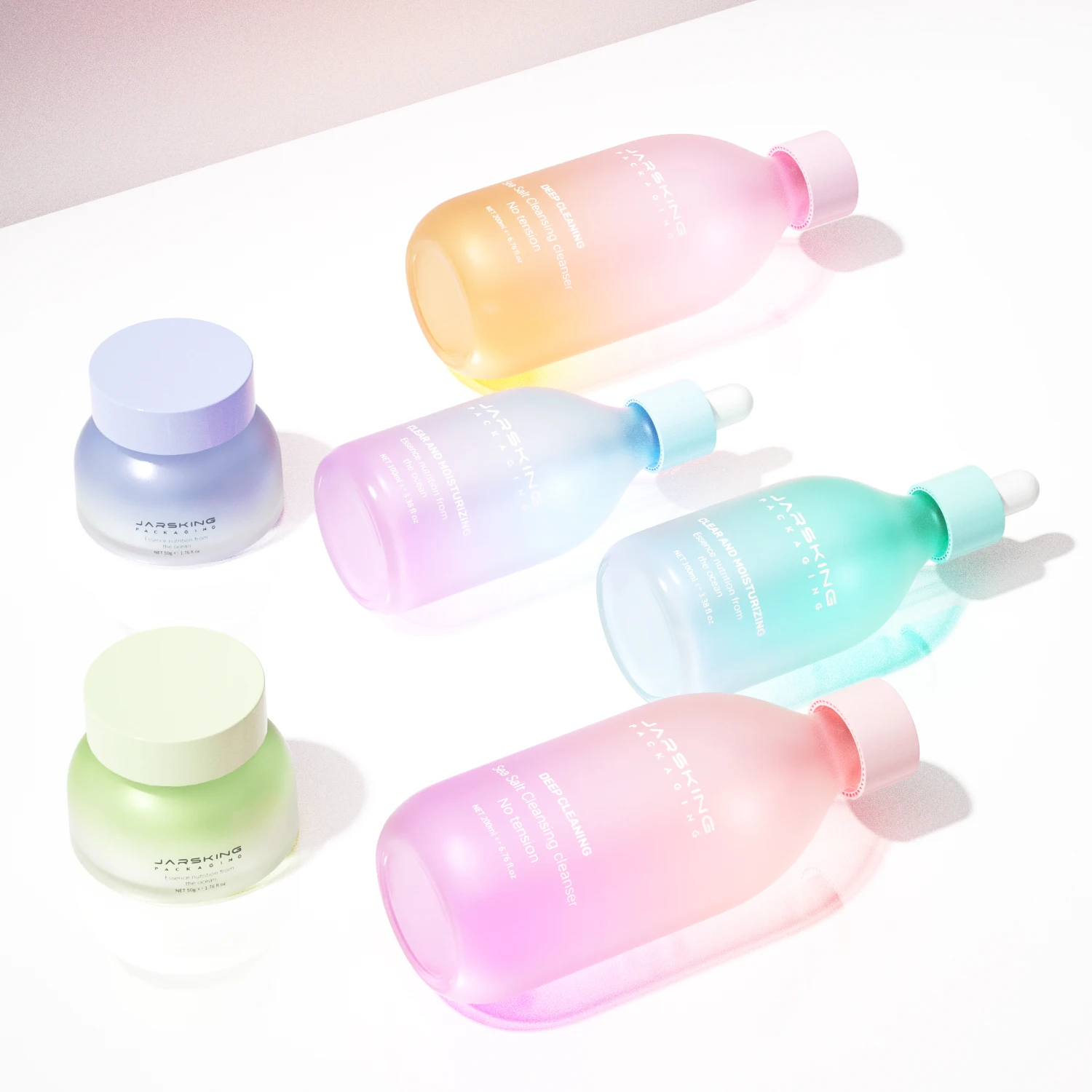 pink luxury empty glass cream jar 50g frosted lotion body oil dropper pump bottle 100ml 200ml