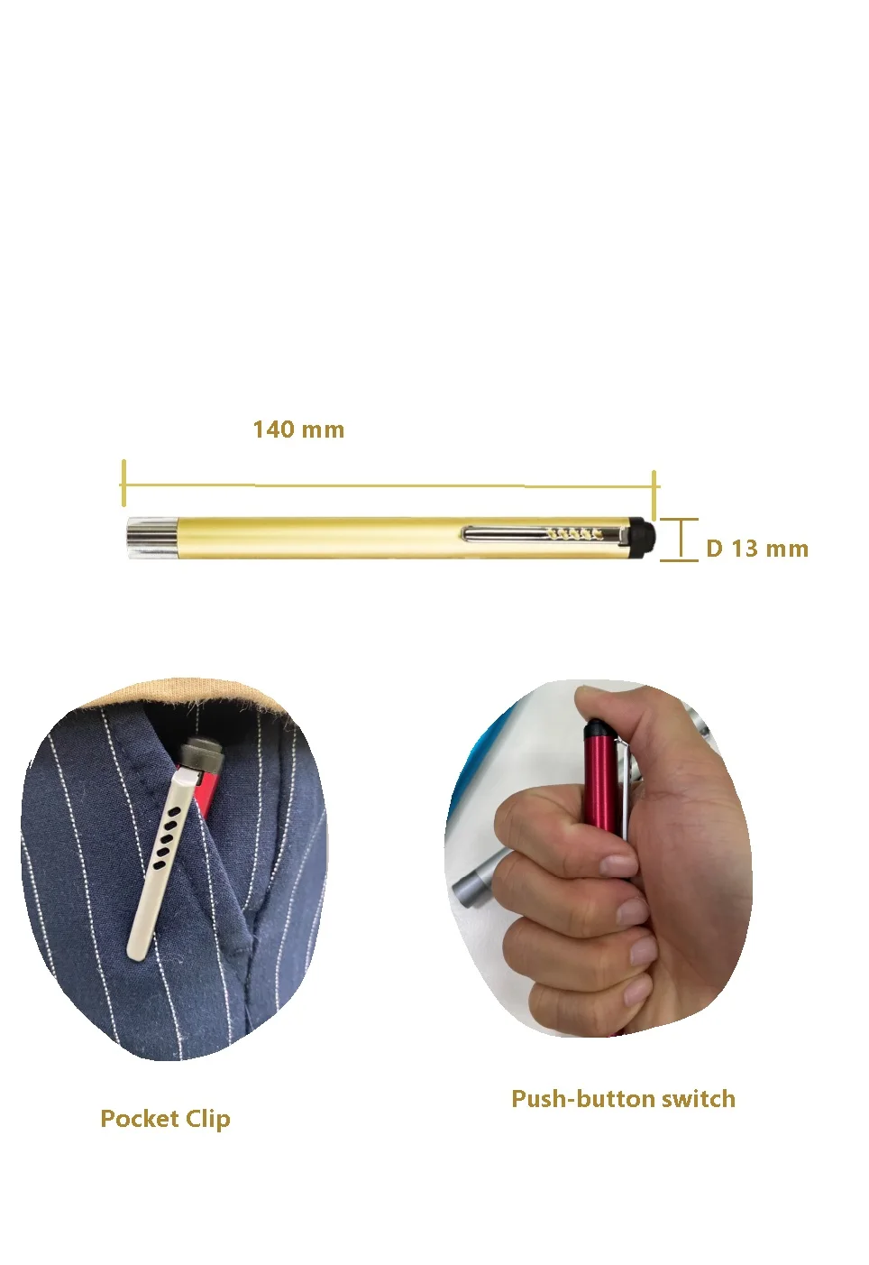 Custom Logo  LED Medical Pen Light with Clip Pocket Flashlight Pen Light For Doctor And Nurse for ENT
